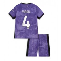 Fotballdrakt Barn Liverpool Virgil van Dijk #4 Tredjedraktsett 2023-24 Kortermet (+ Korte bukser)